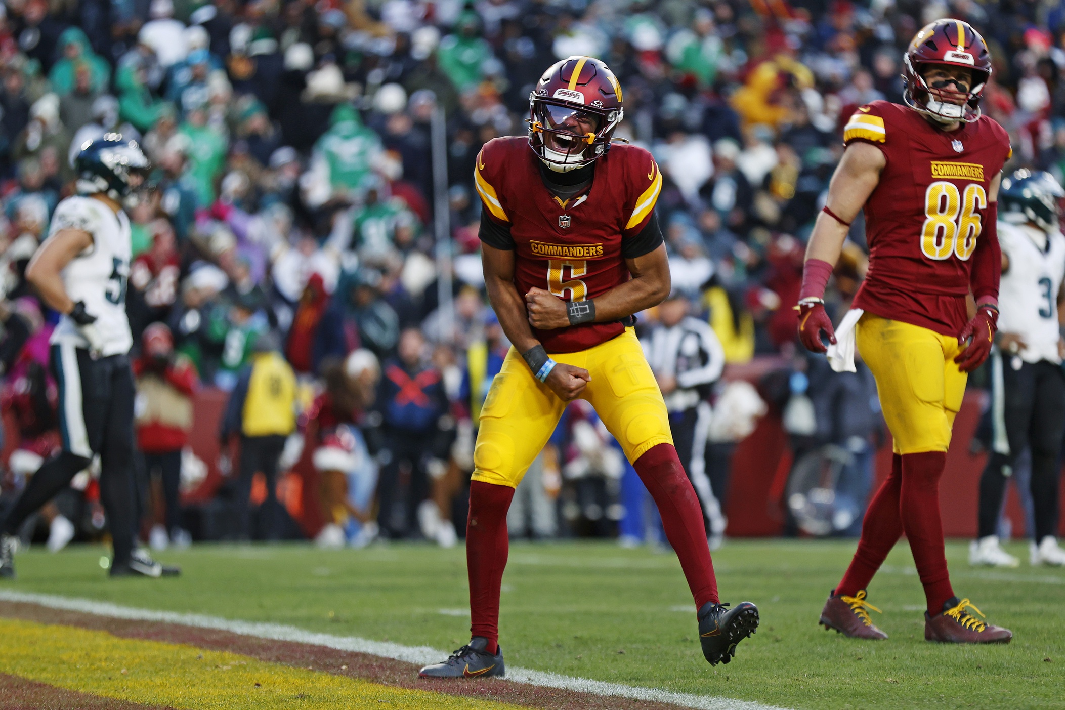 NFL betting predictions Week 17 opening line report Jayden Daniels Washington Commanders