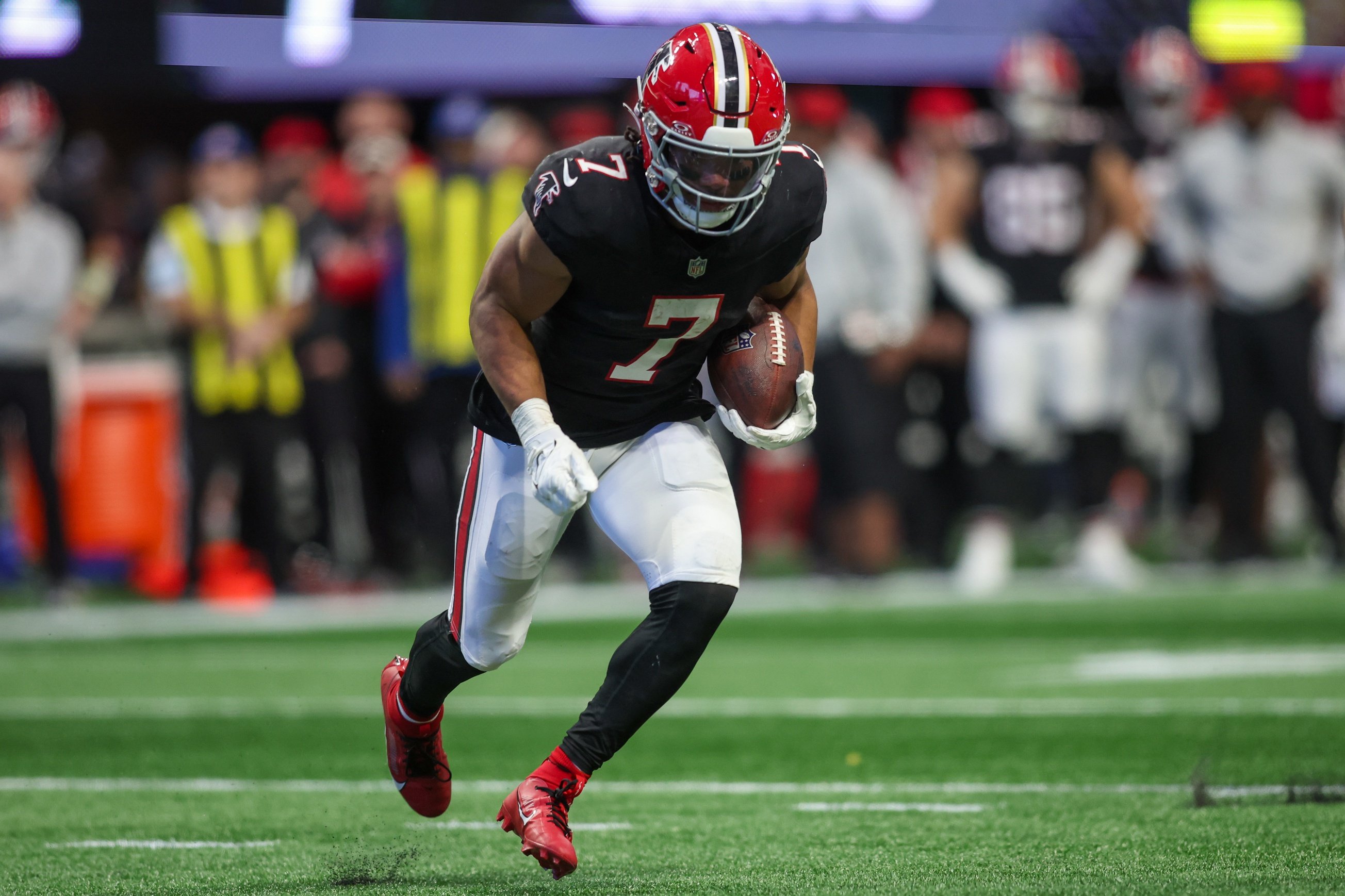 Sunday Night Football picks for Atlanta Falcons vs Washington Commanders Bijan Robinson 